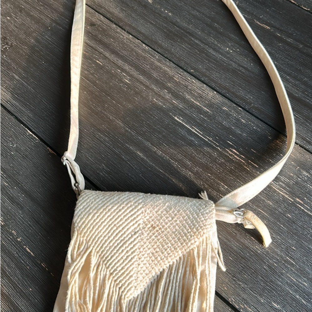 Elegant Cream Fringe Crossbody Bag